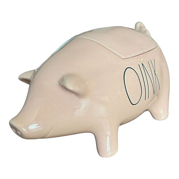 Rae Dunn Canister OINK Pink Pig Cookie Jar Lid Farmhouse Rustic HTF New 2022 - Picture 2 of 15